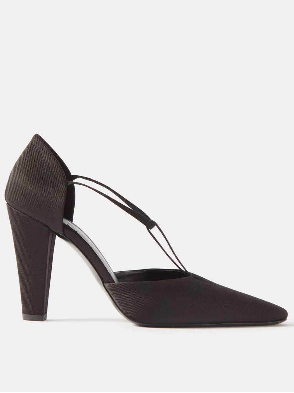Toteme Black Almond-Toe T-Strap Block-Heel Sandals